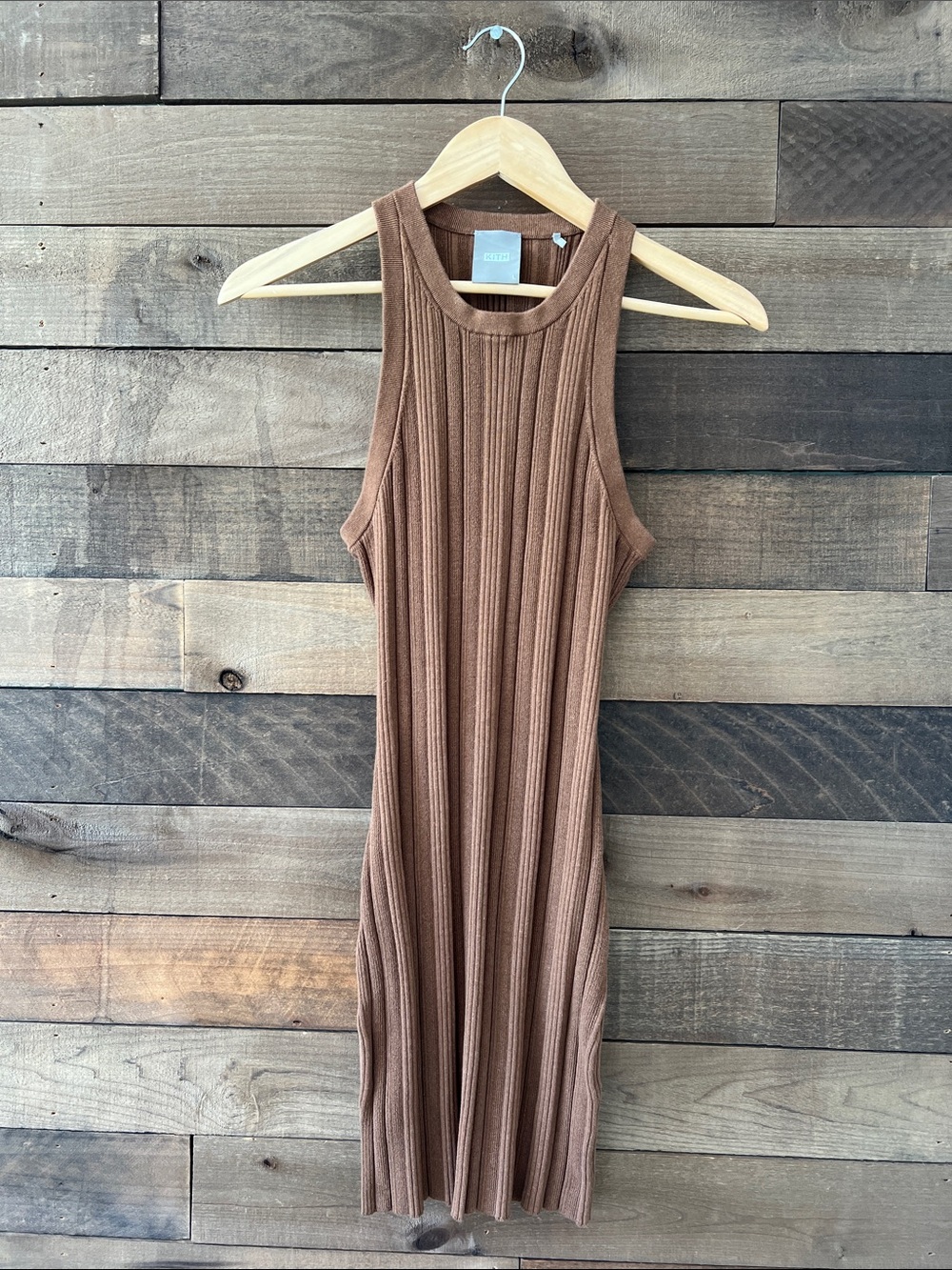Kith Women's Ribbed Racerback Tank Bodycon Midi Dress in Brown Size Large